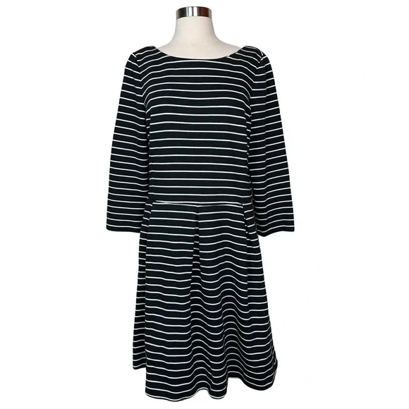Banana Republic | Dresses | Banana Republic Striped Fit And Flare Pleated  Modest 34 Sleeve Midi Dress 6 | Poshmark